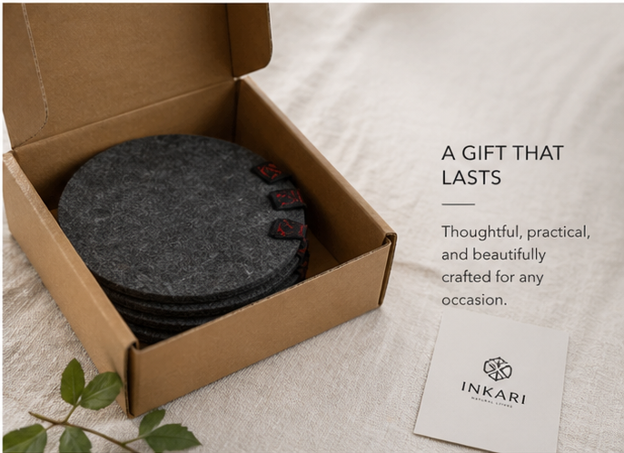 Handcrafted Felt Coasters with Jalq’a Design