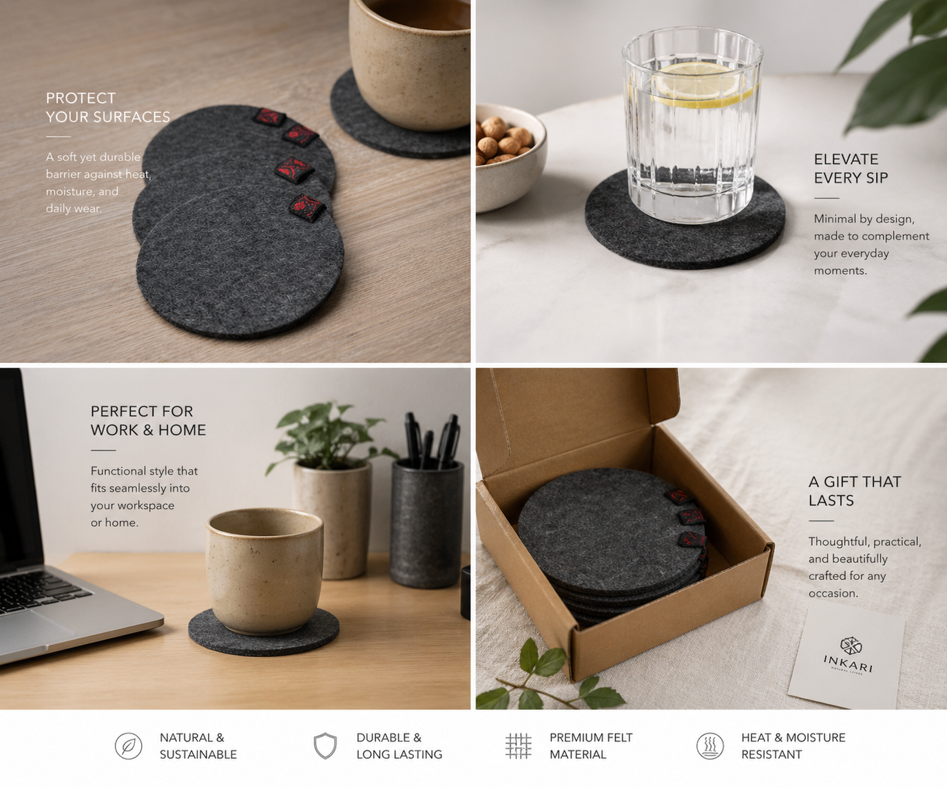 Handcrafted Felt Coasters with Jalq’a Design