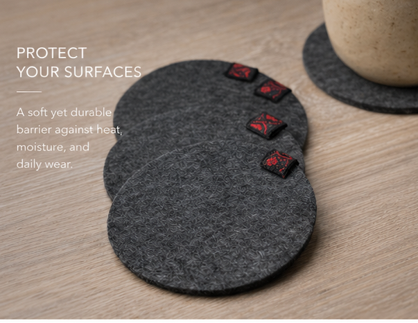 Handcrafted Felt Coasters with Jalq’a Design